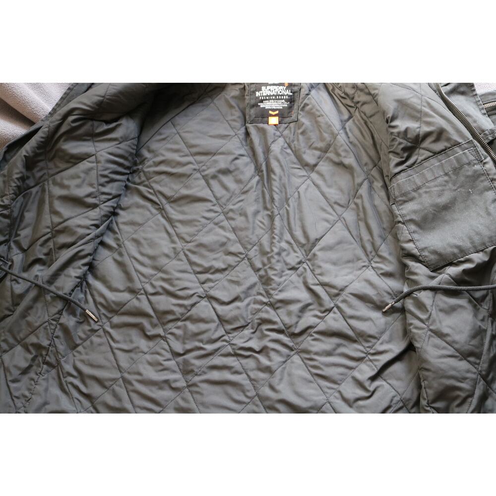SUPERDRY INTERNATIONAL Mens Small Military Jacket Dark Gray Green Coat Gorpcore - Picture 9 of 16